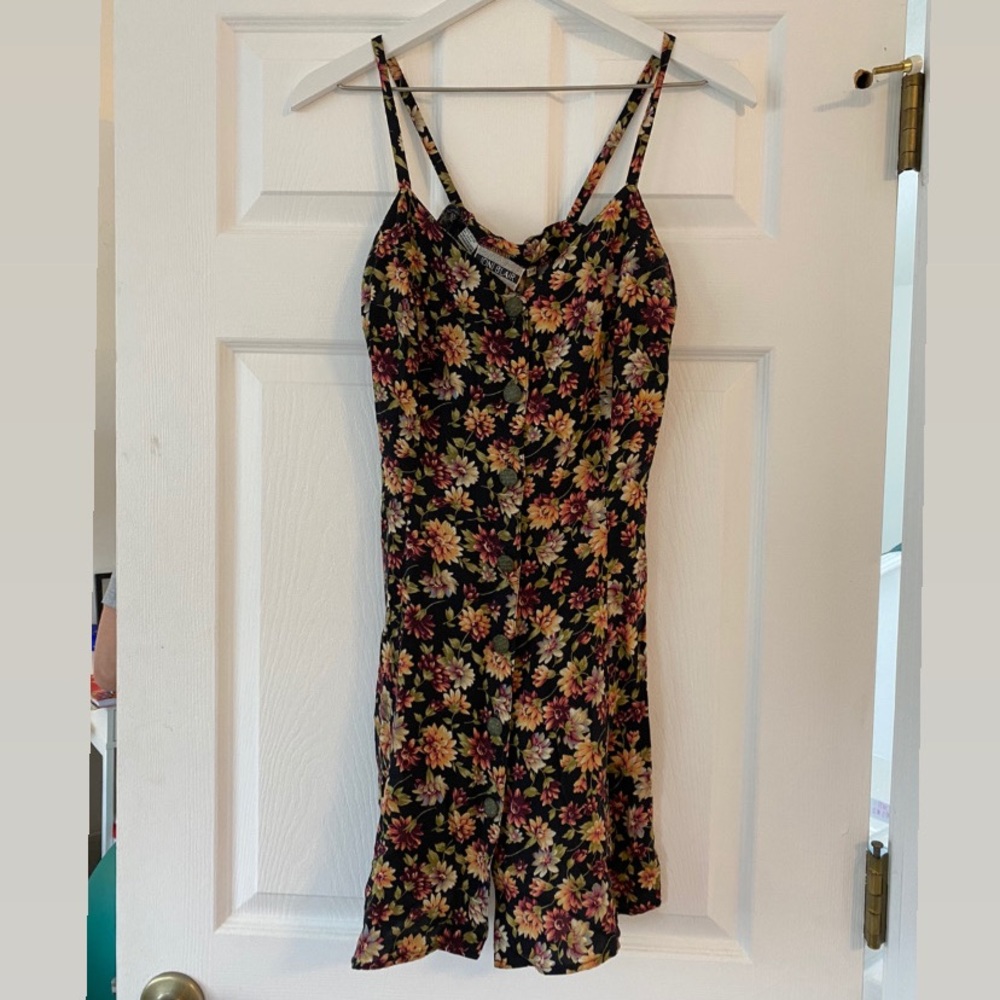 Vintage mini tank dress with lace up back